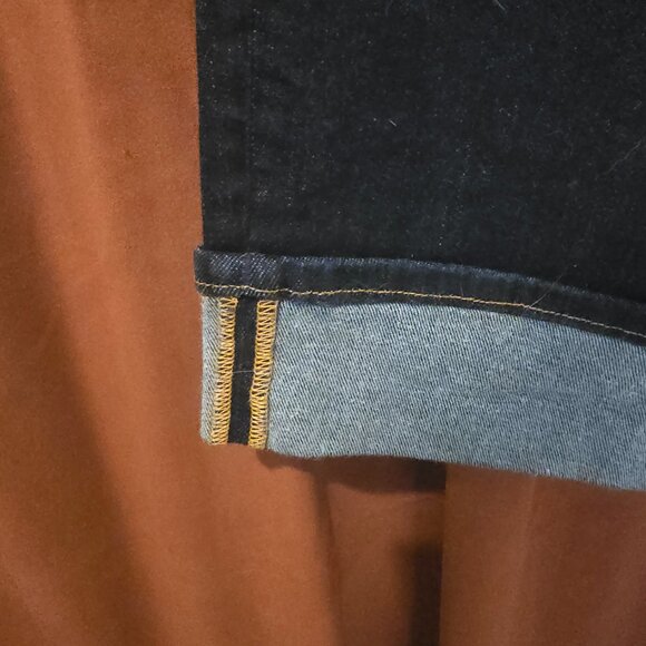 Universal Standard Stevie High Rise Cuffed Straight Jeans Indigo Selvedge - Picture 5 of 5